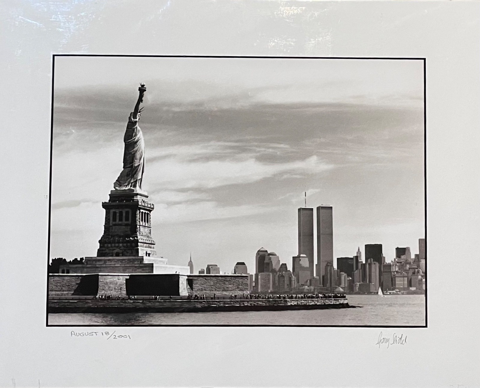 Garry Seidel Signed “Lady Liberty And Twin Towers” Photo Aug. 18, 2001 Pre-9/11
