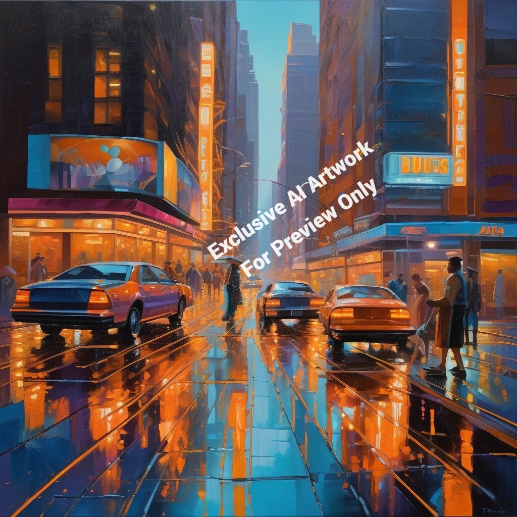 Digital Image Desktop Wallpaper Photo Picture AI Art City Rain Urban Life