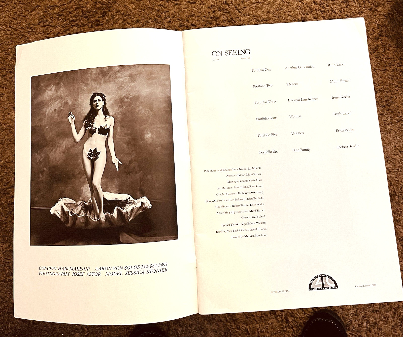 RARE 1988 NY School of Visual Arts SVA 1st Issue of ON SEEING Magazine Photo ART
