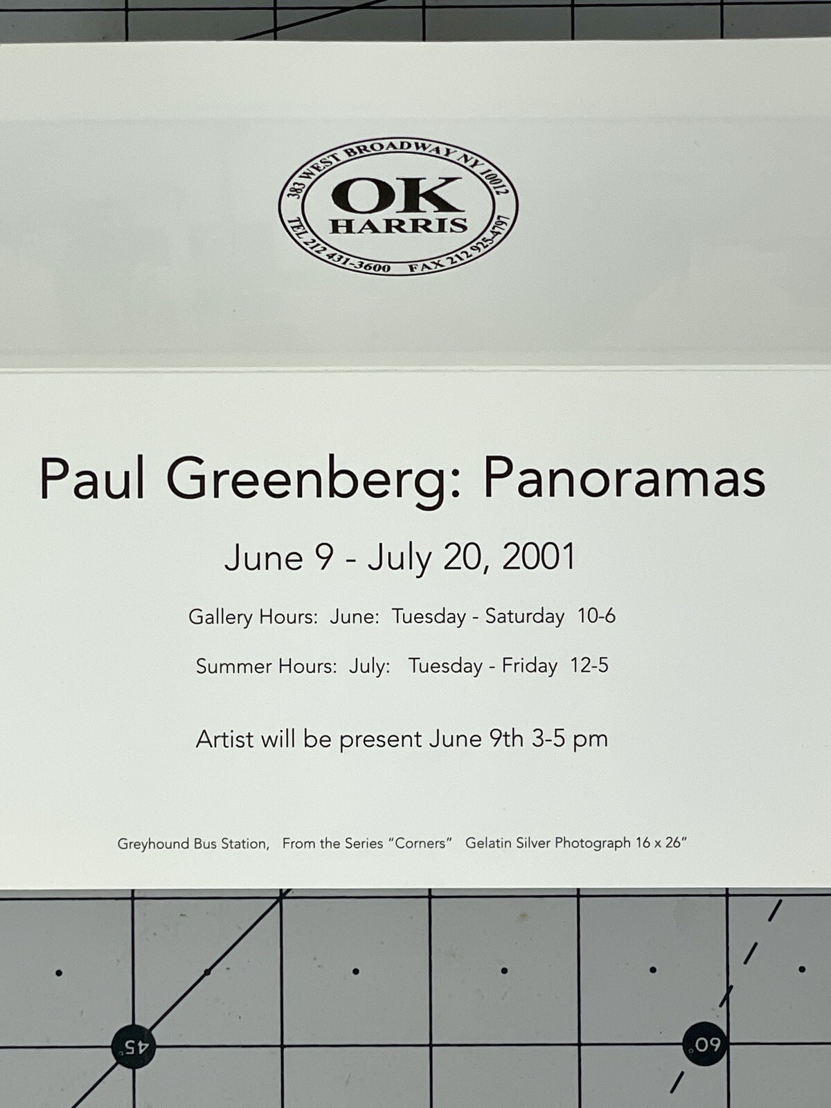 Paul Greenberg (1935-2022) Art Show Announcement Card 2001 – Panoramas
