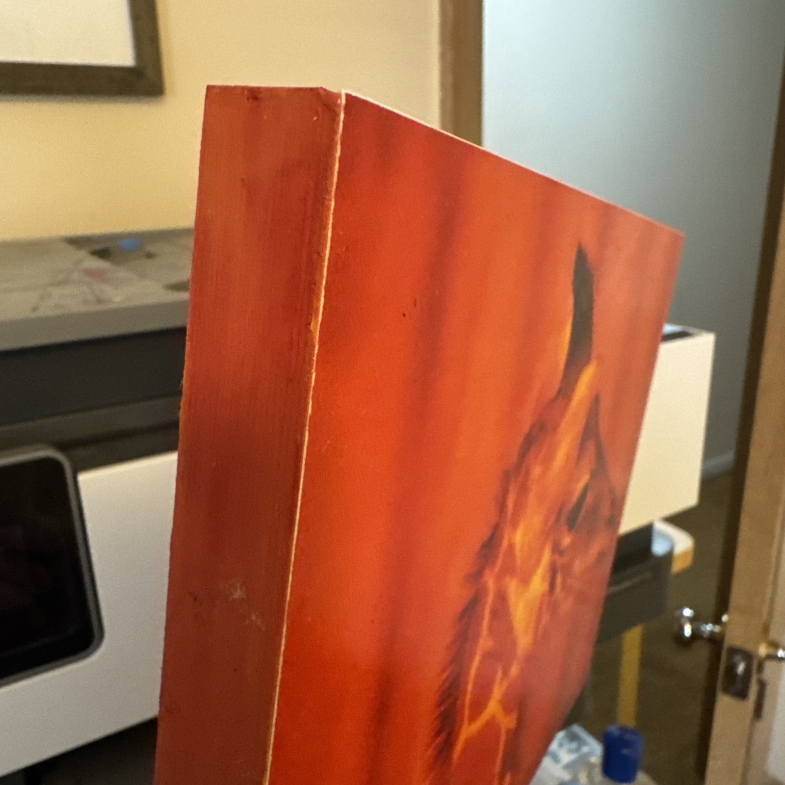 Baby Giraffe In Demure Orange Tones, 8×10 Original Art Photo On Wood