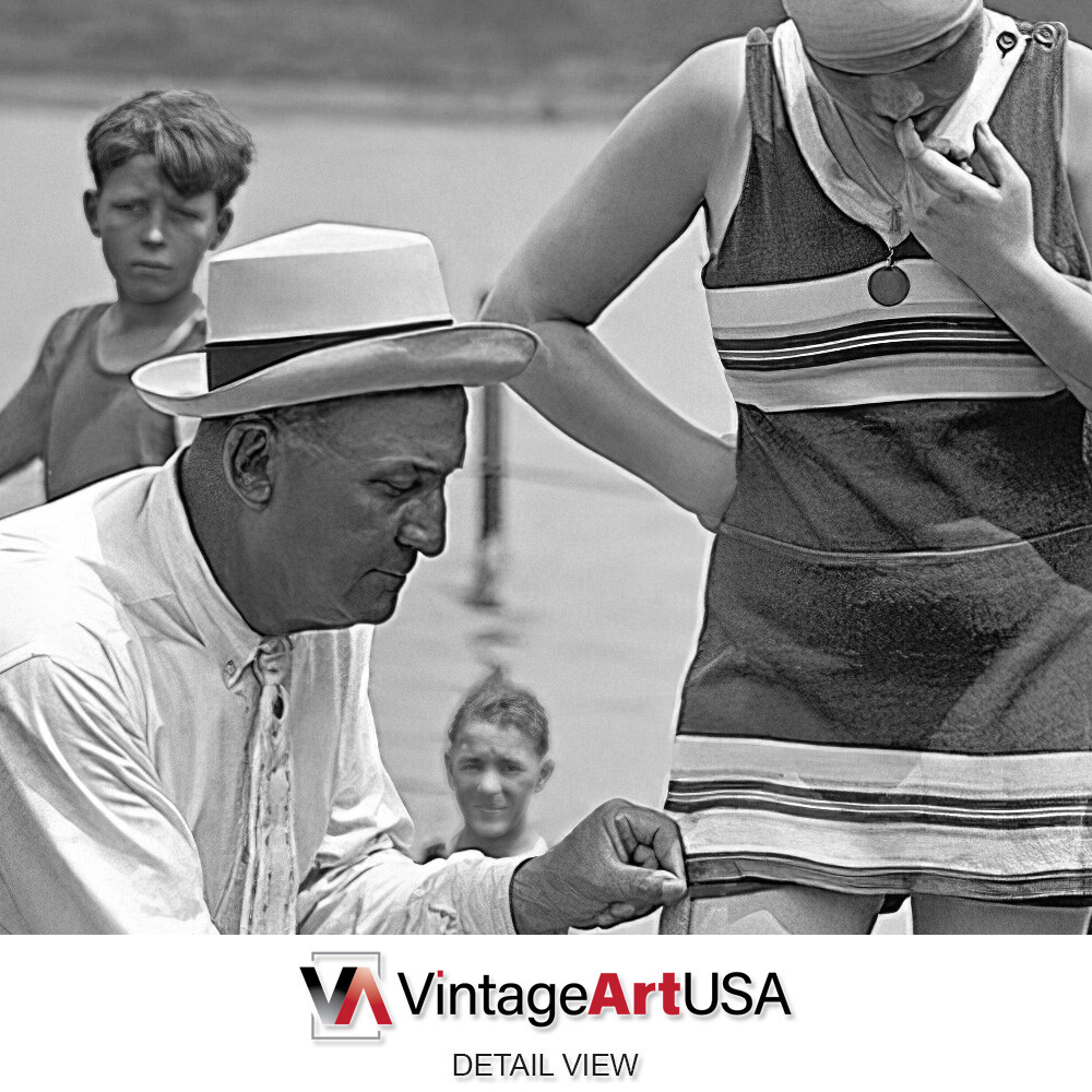 1920s Beach Cop Measuring Bathing Suits Photo Print – 11×14 or 13×19 Poster Art