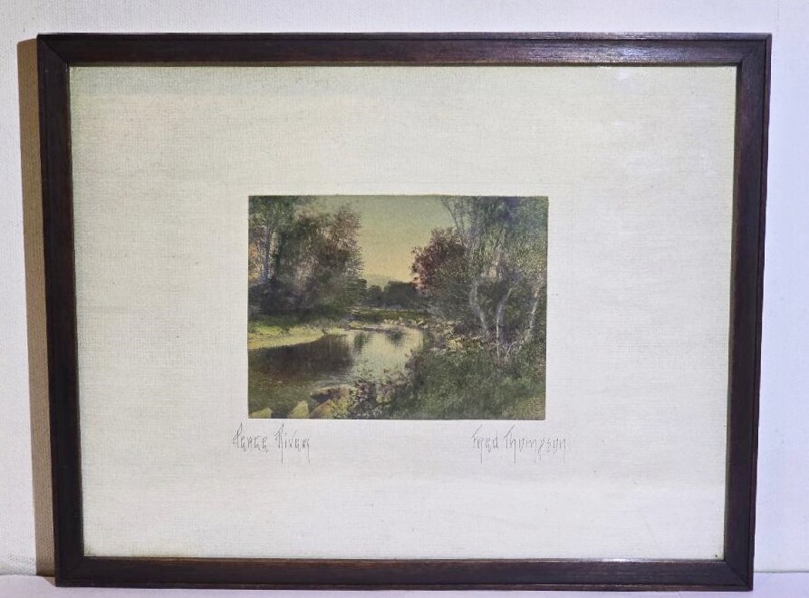 Fred Thompson Maine Artist Peace River Signed Hand Colored Photograph Orig Frame