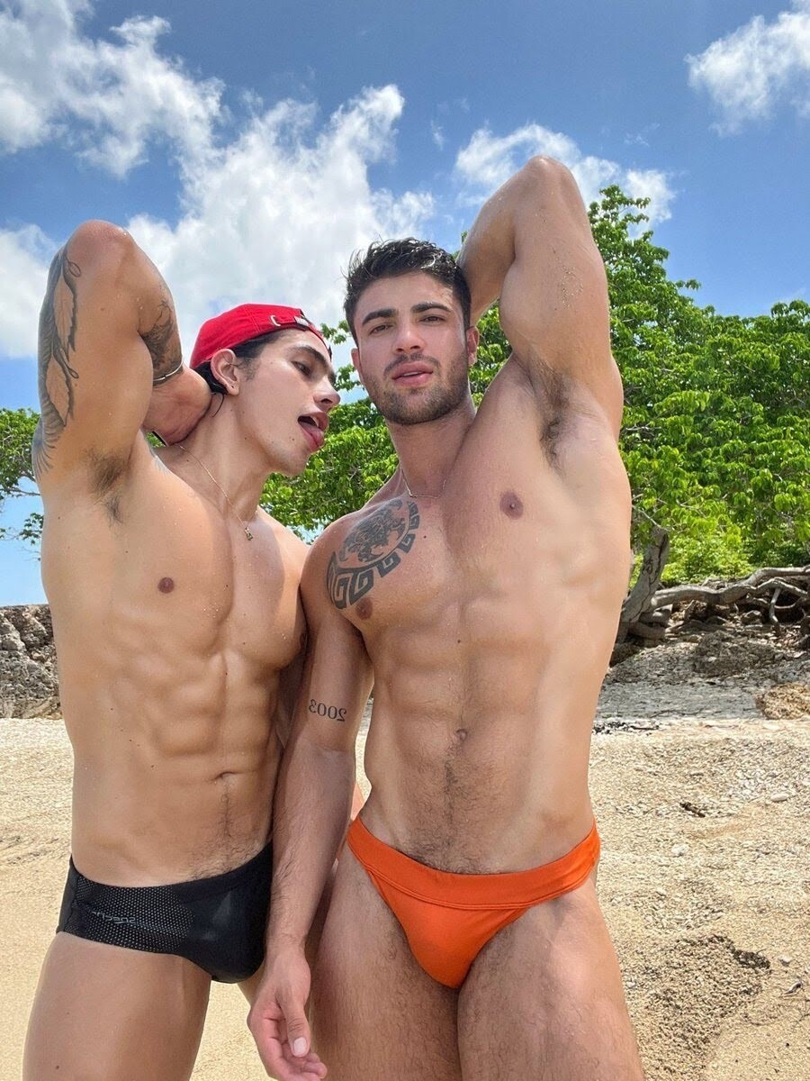 [B772] Handsome Male Cute Model Showing Off Body And Muscles On Beach Water
