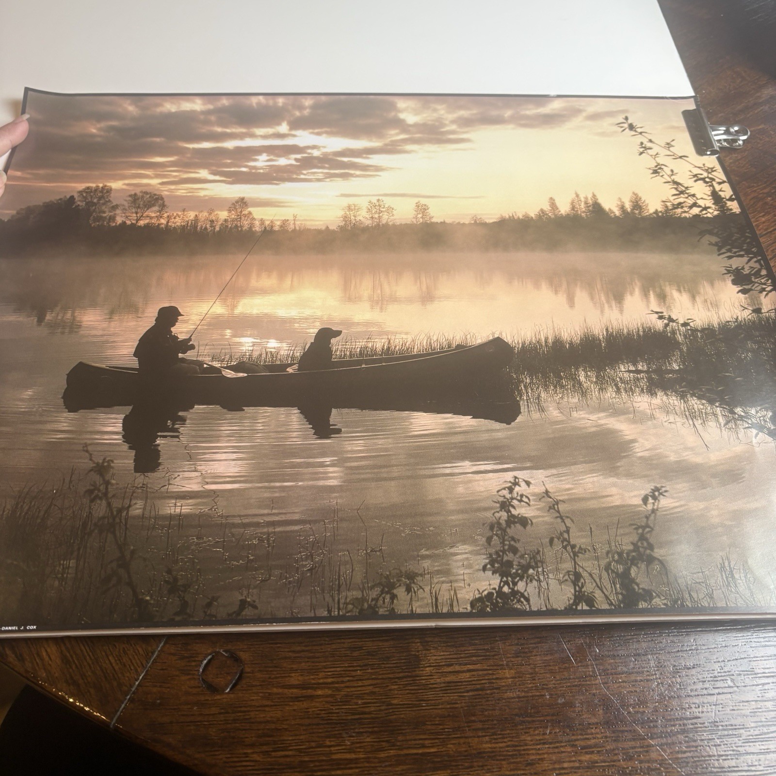Artwork Wall Art Man Fishing With Dog Boat Water Daniel J Cox 20×16