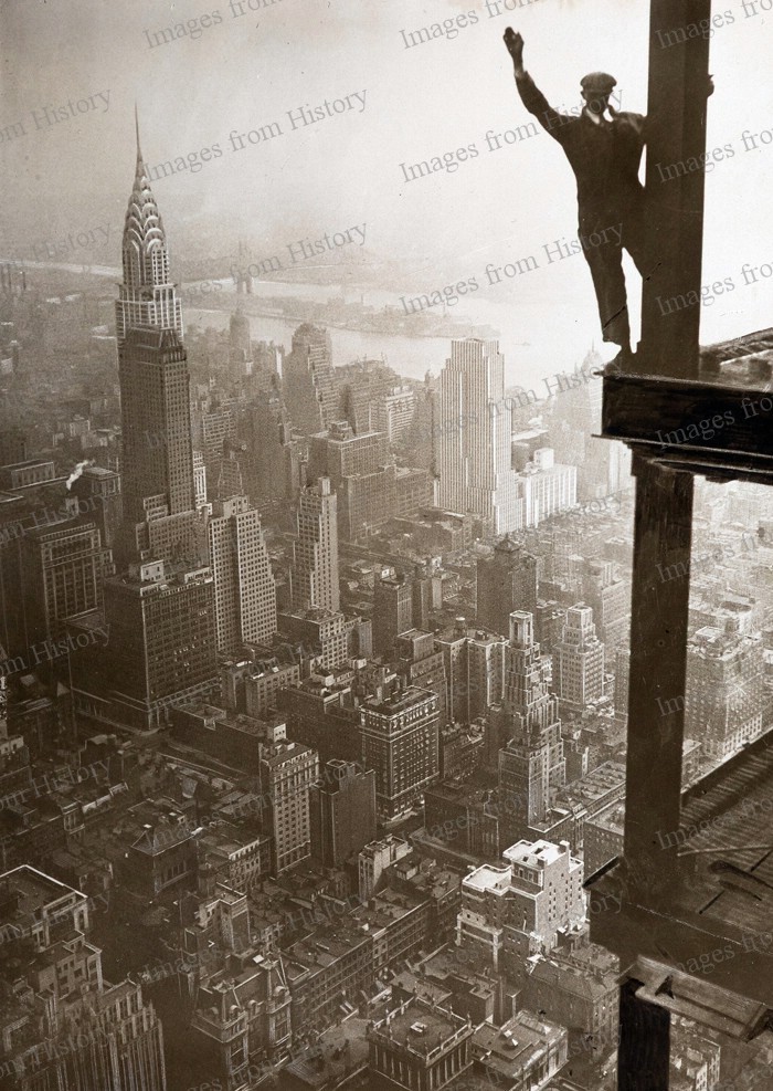8×10 Print Empire State Building Building Worker Over New York City Skyline 1930