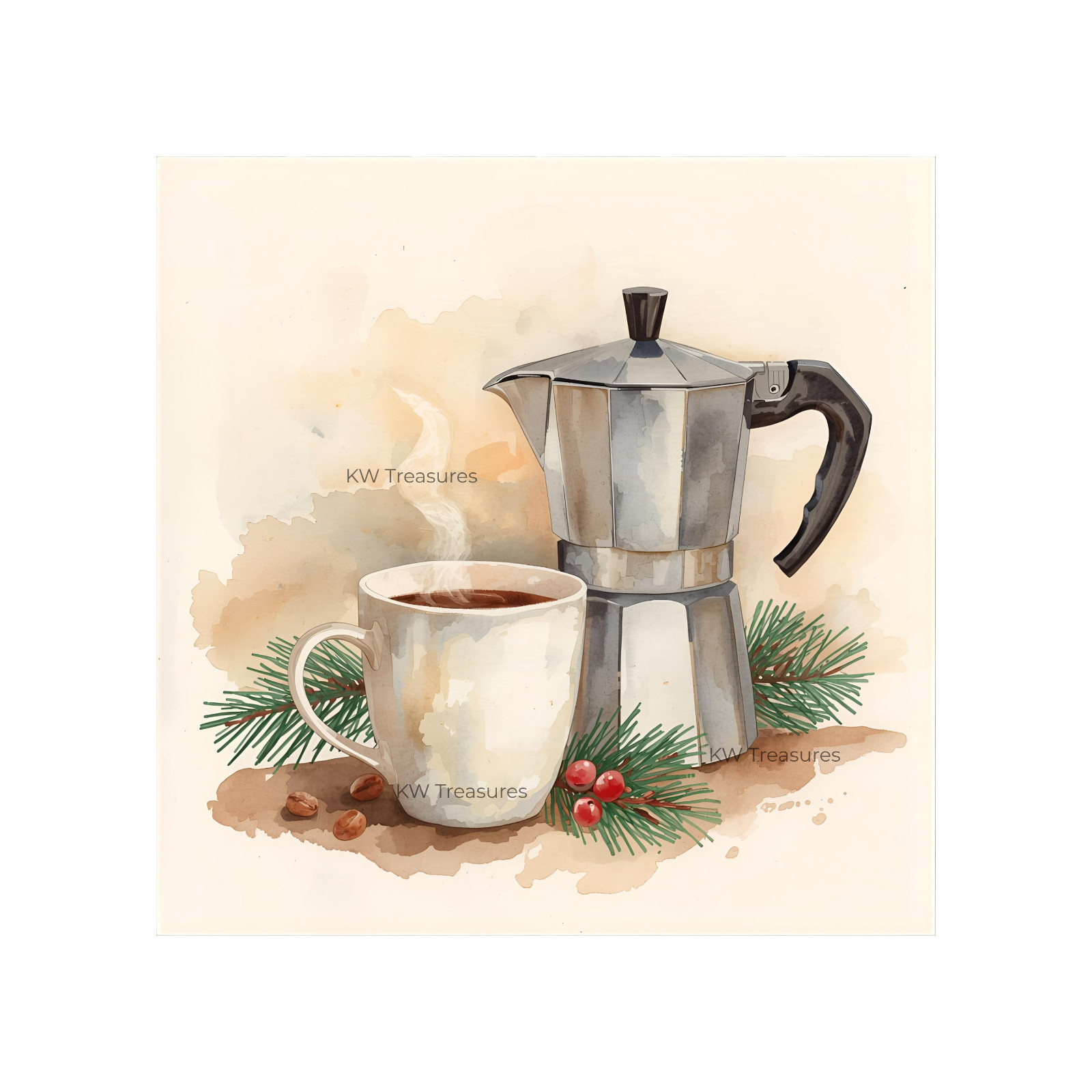 Christmas Watercolor Clipart | Cozy Winter Drinks PNG Bundle Download