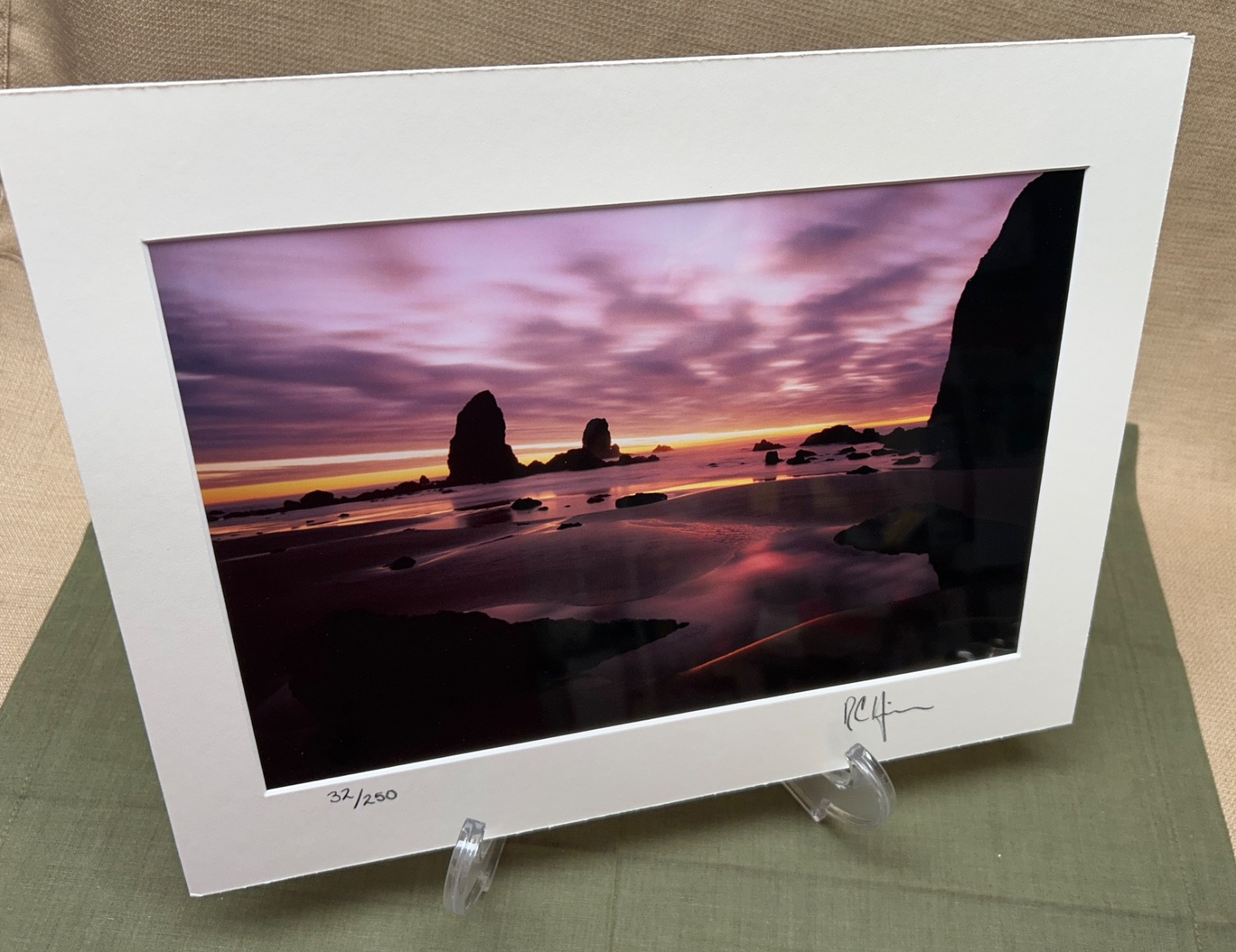 Set of Signed Photography 11 x 14 Matted, One Framed, Seashore and Lake Scene