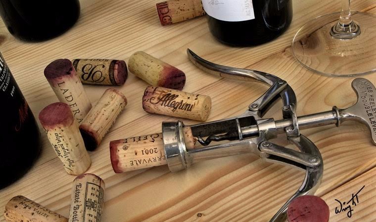 LARGE Original WINE ART Kitchen Decor Corkscrew 13×19 Signed Photo K.W. WRIGHT
