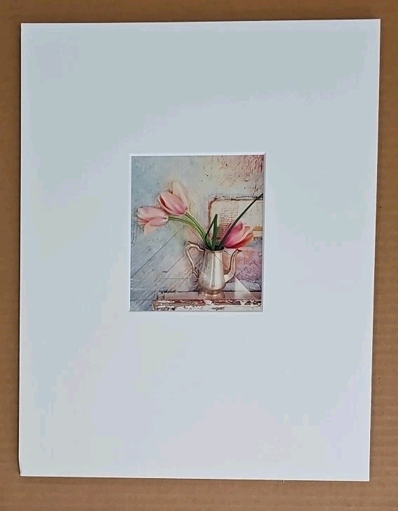 Lenny Lyons Bruno Art Photograph Pink Tulips in a Teapot Still Life Matted 11×14
