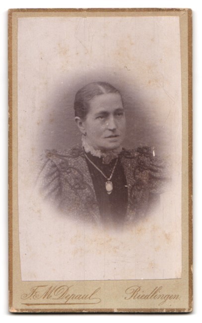 Photograph F. M. Depaul, Riedlingen, monogram of the photographer on address de