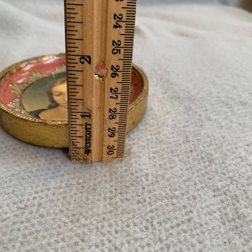 Antique Raphael Madonna Framed Art Gilt Wood Religious Florence Italy Round 3.5″