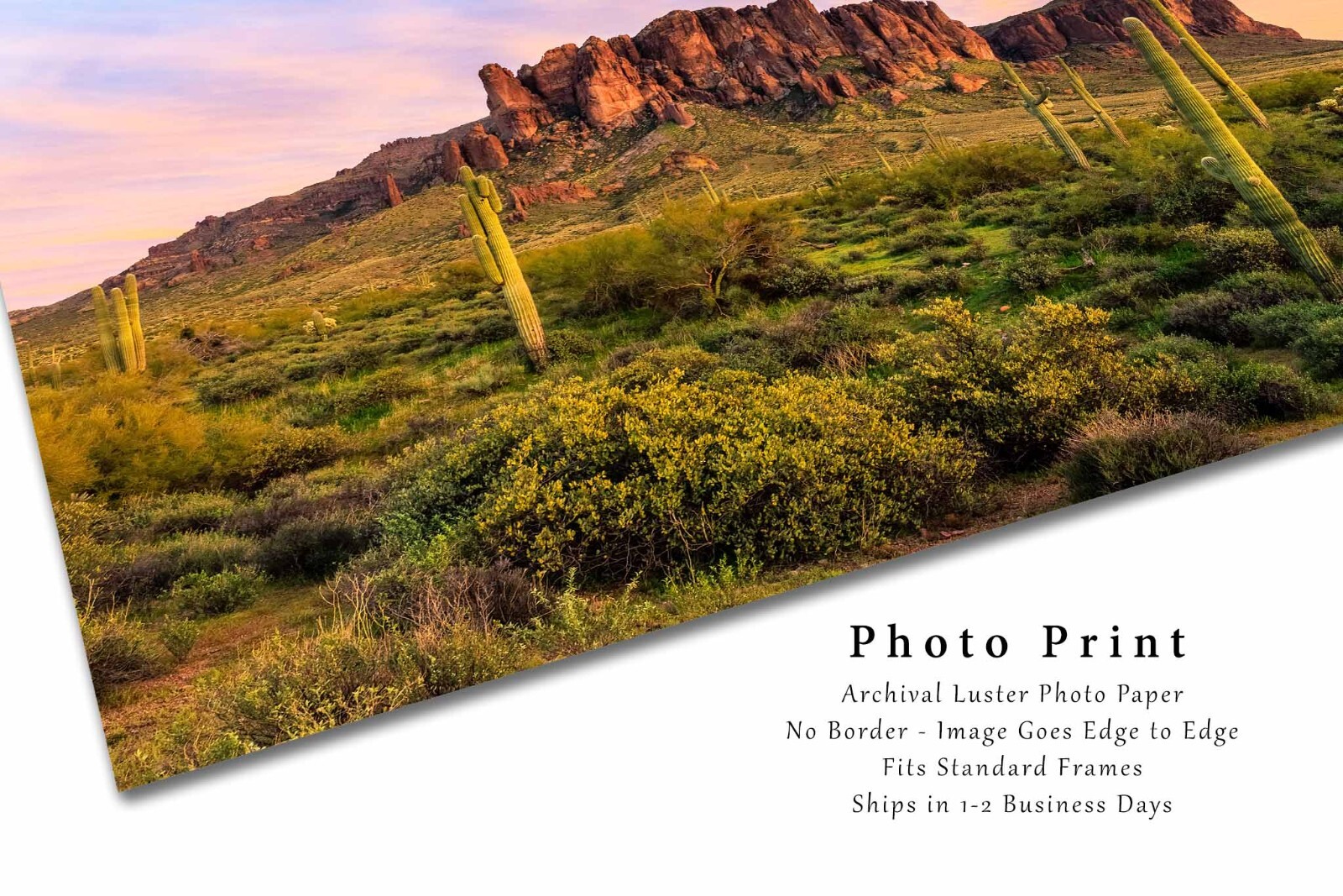 Sonoran Desert Photography Print – Superstition Mountains at Sunset in Arizona