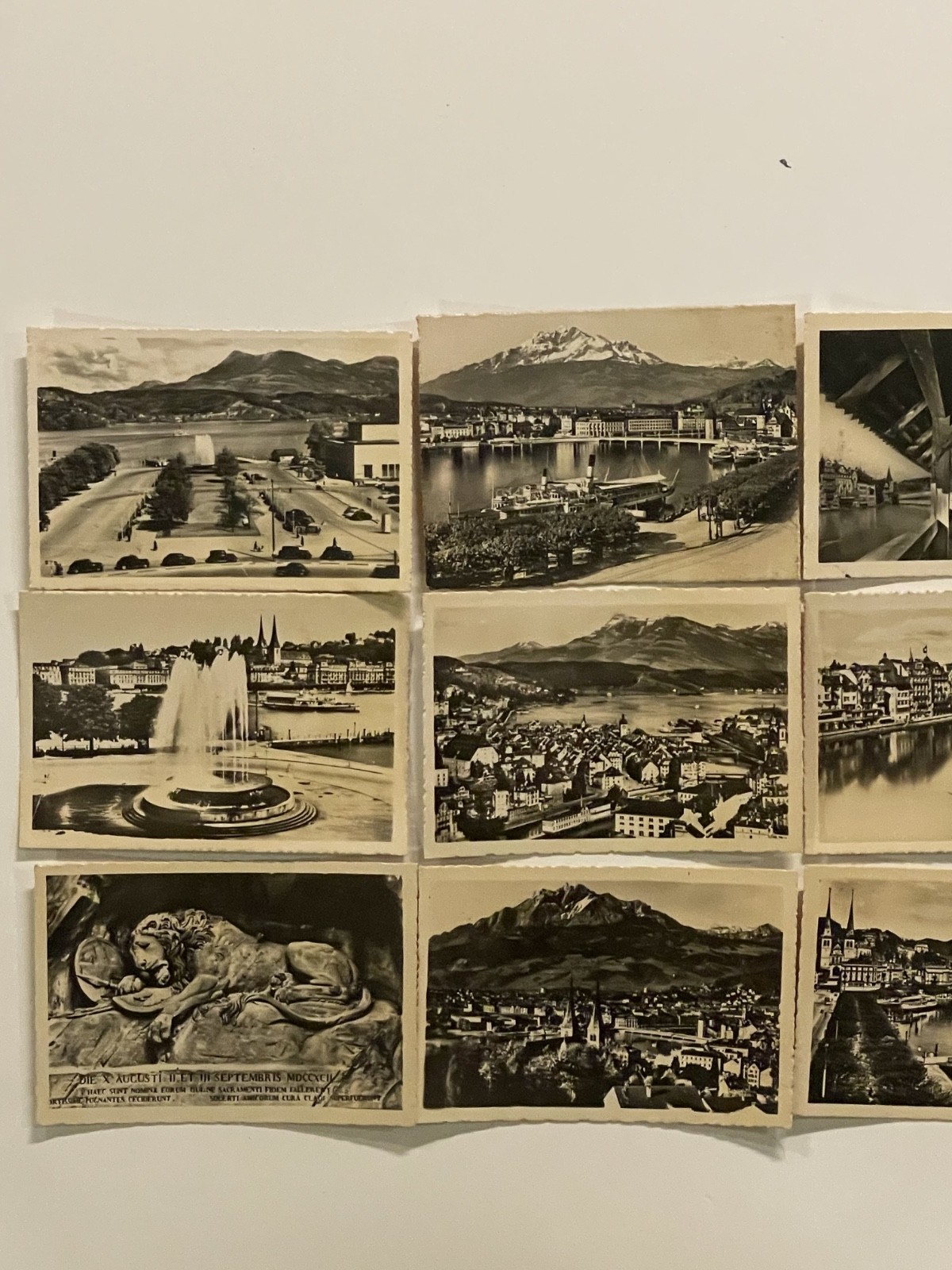 VINTAGE PHOTOS – Lucerne Switzerland – Kapell Bridge, Lion Monument, Hof Church