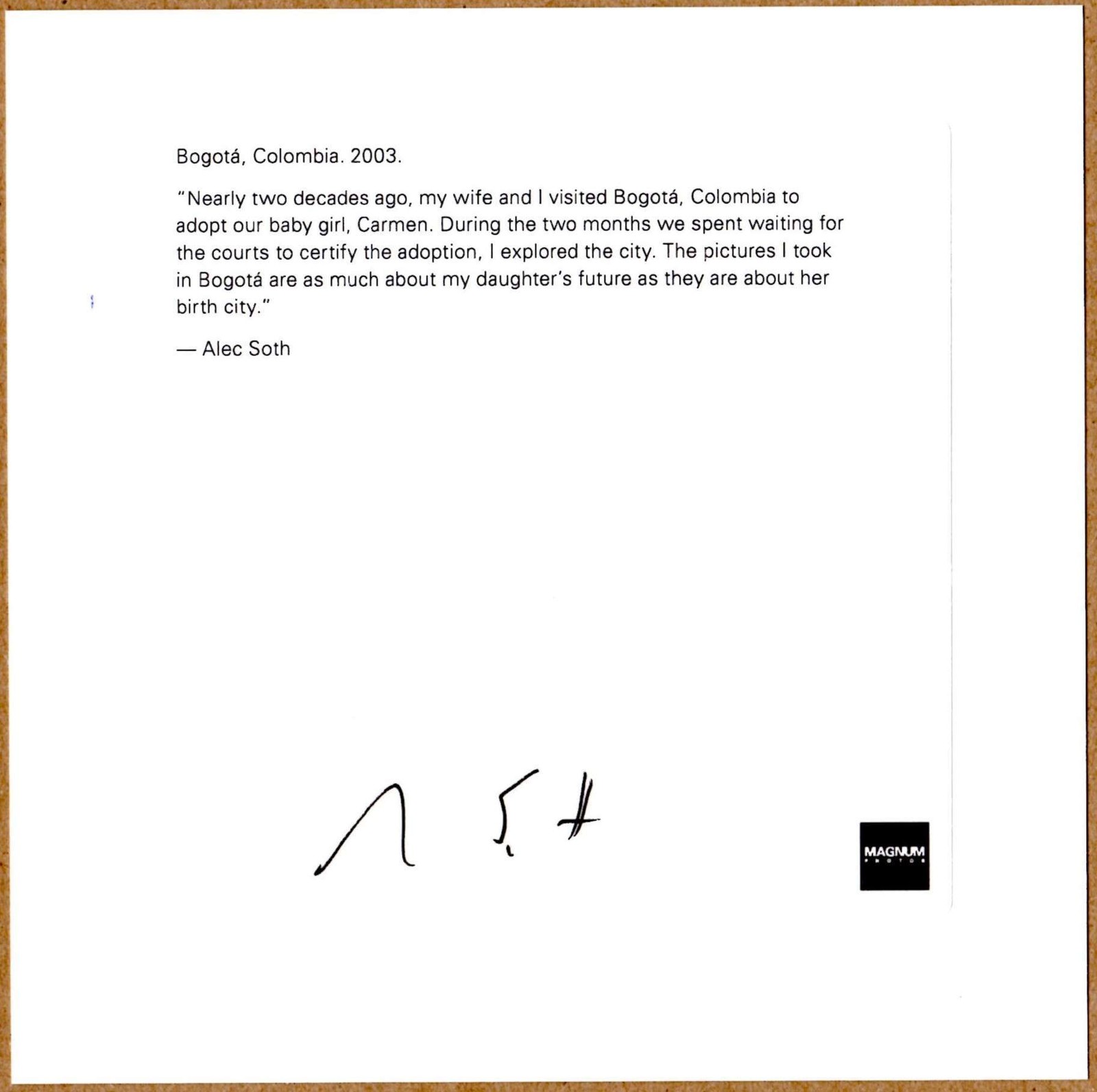 SIGNED ALEC SOTH DOG DAYS BOGOTA COVER IMAGE COLOMBIA 2003 LTD 6 x 6 MAGNUM