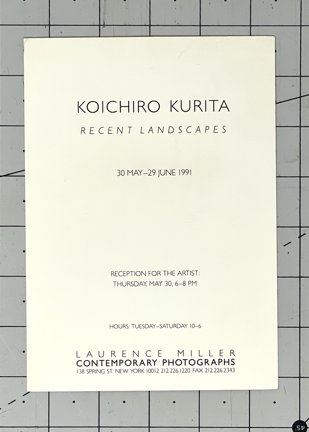 Koichiro Kurita (b. 1943) Art Announcement Card 1991 – Recent Landscapes