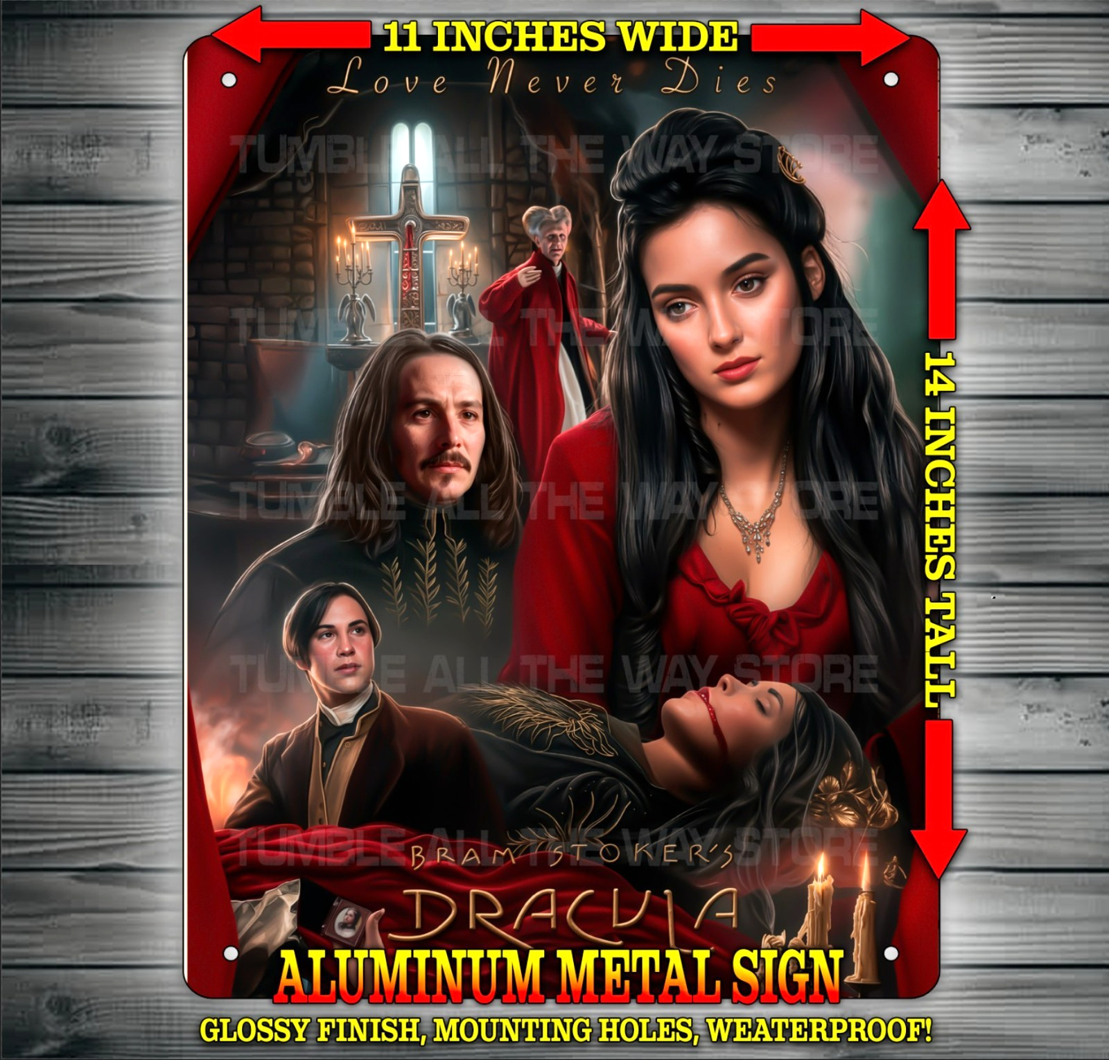 Bram Stokers Dracula Love Never Dies Vampire Metal Sign Wall Art 14″ x 11″