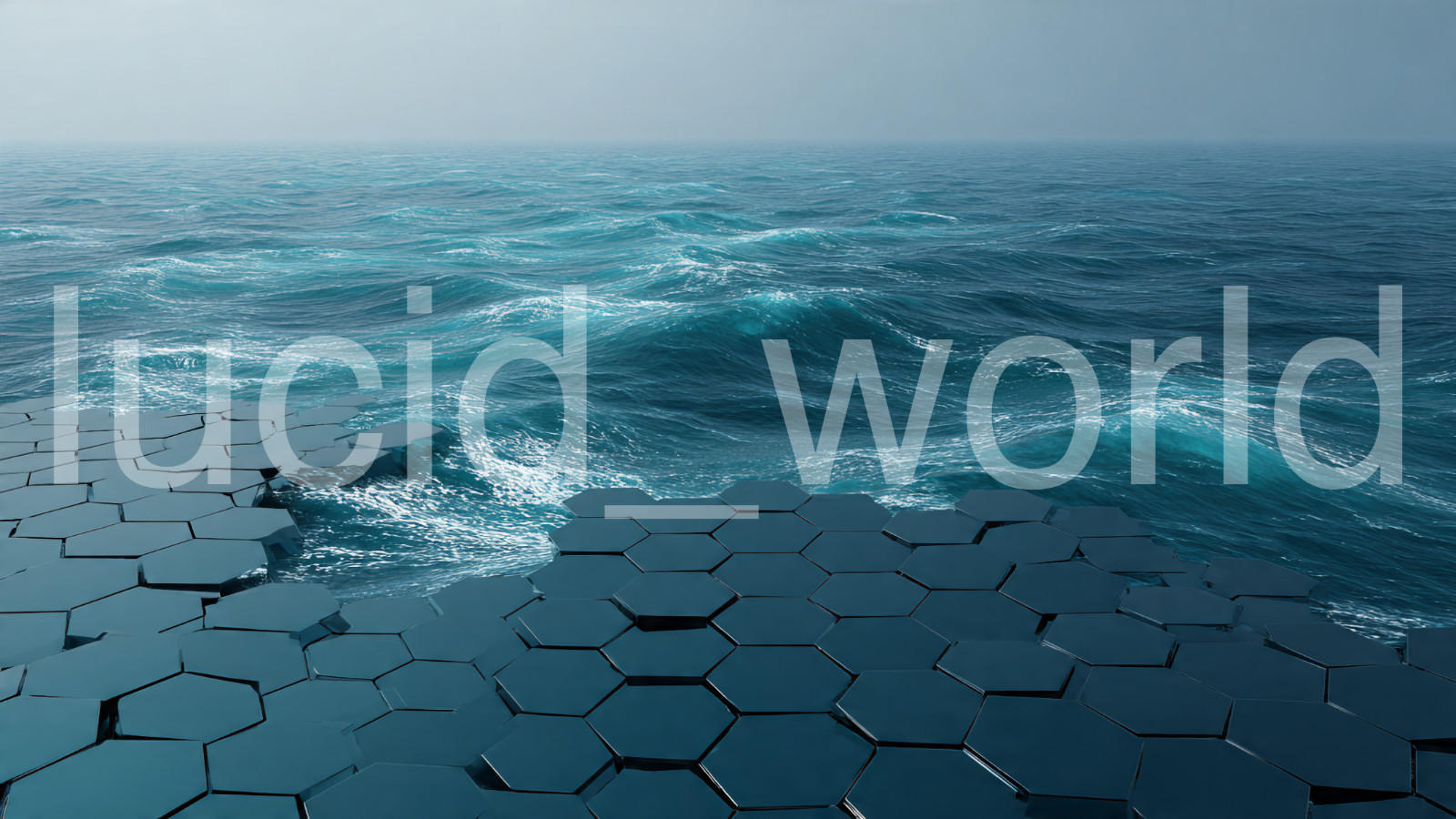 Modern Geometric Sea Landscape Digital Download Blue Hexagon Water Photo Art PNG