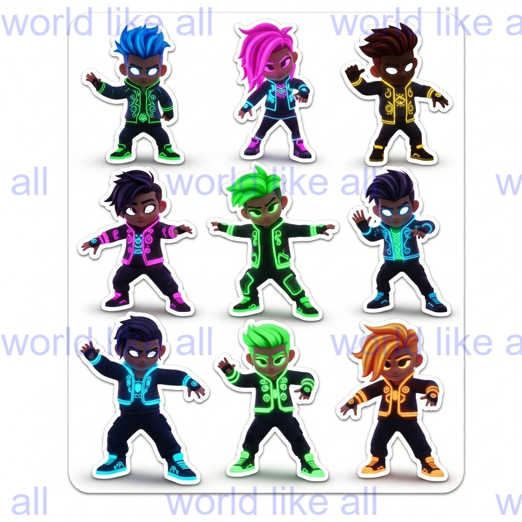 15x Cute Kids Stickers Bundle: 3D Pixar Style | School & Copybook Digital Art 4K