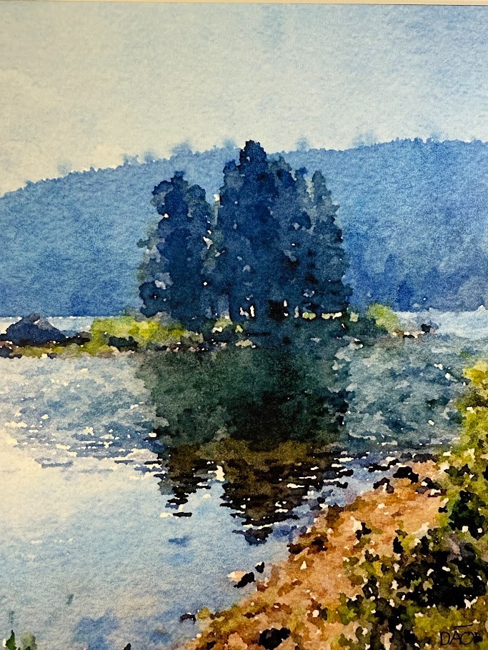 Mountain Lake Digital Watercolor Original Photograph 8 X 10 Mat 11 X 14 Signed