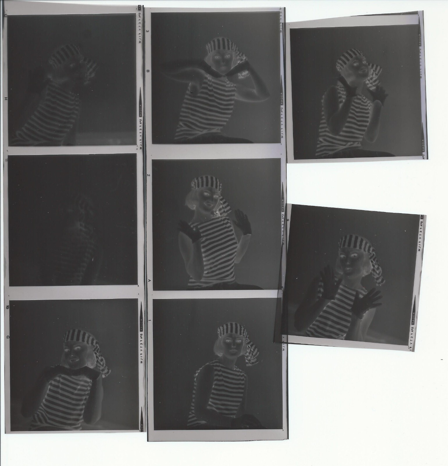 Cute Blonde in Stripe Outfit Poses HENDRICKSON Negative Photo Contact Sheet R14