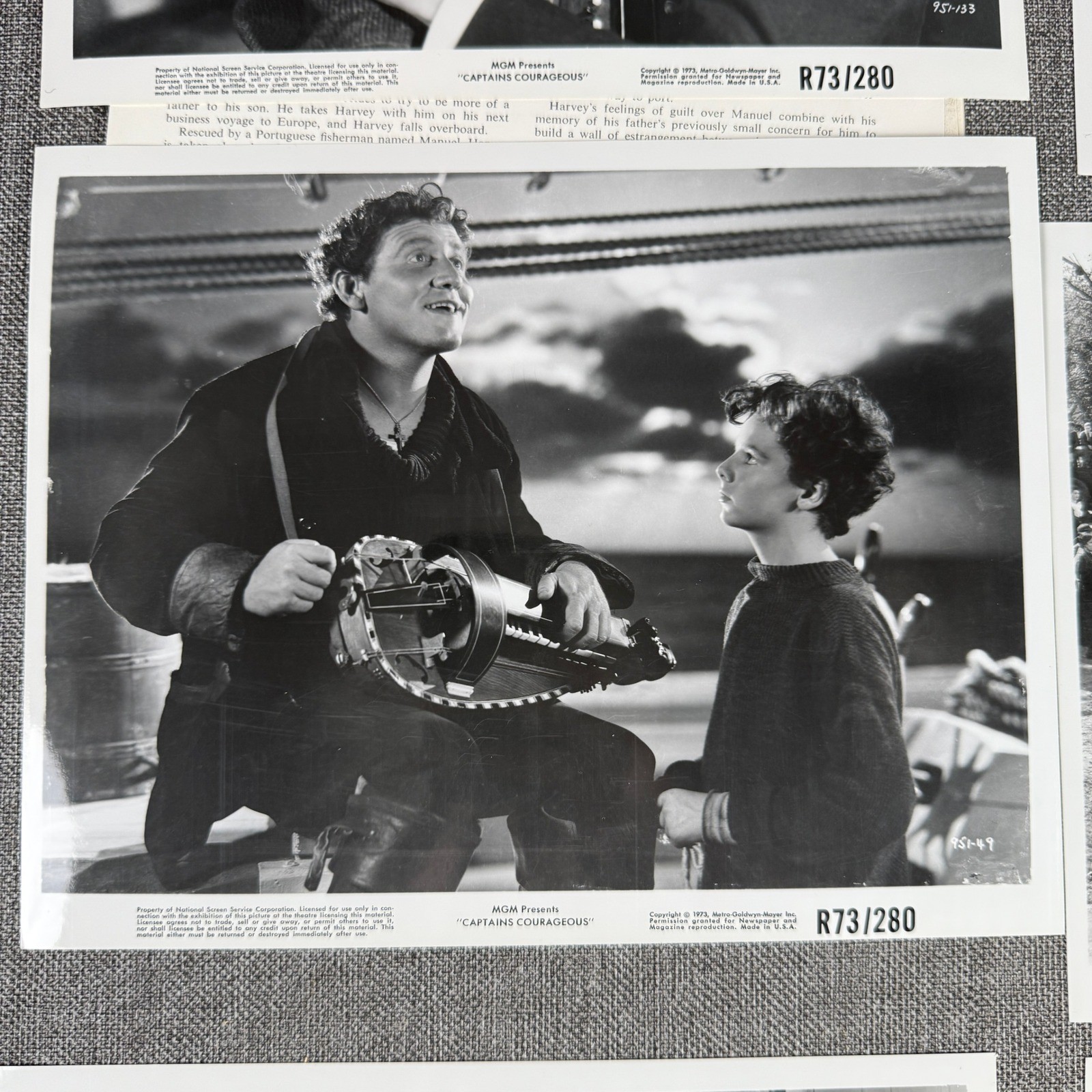 Captains Courageous Lionel Barrymore lot of 6 B&W movie stills pictures