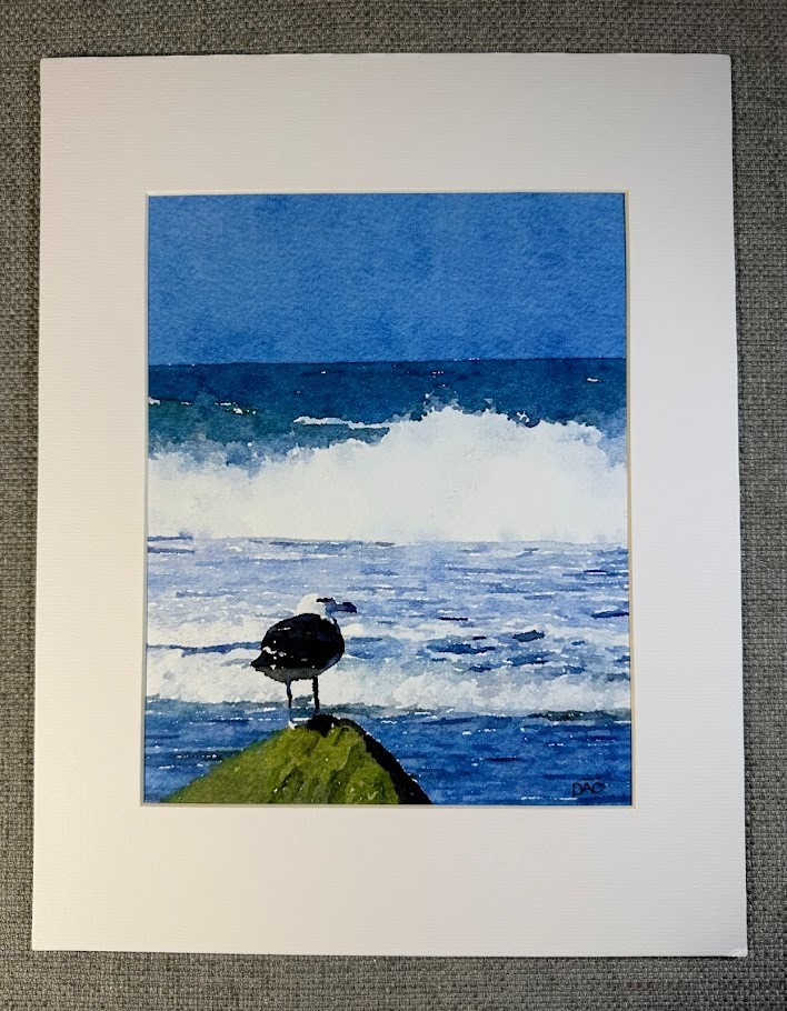 Seagull Digital Watercolor Original Photograph 8 X 10 Matted To 11 X 14 Signed