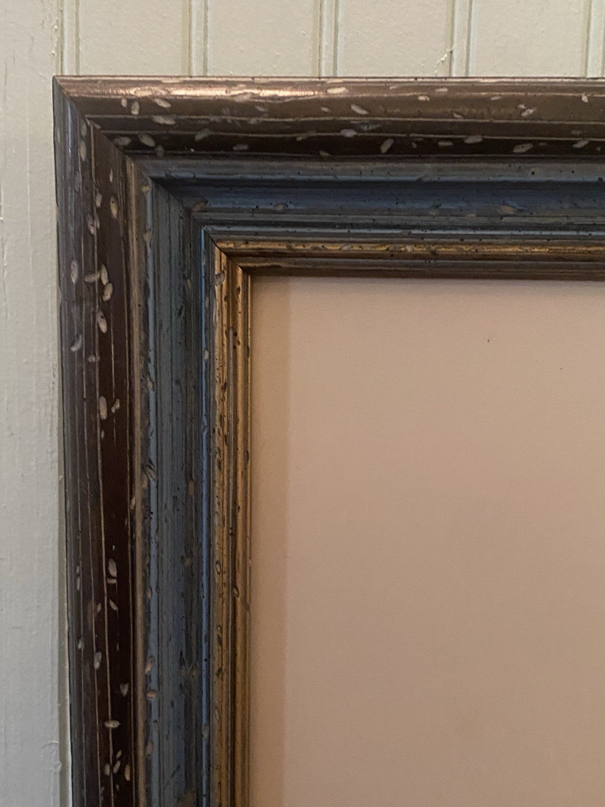 VTG Portrait White Maltese Dog W/Blue, Brown & Gold Wood Frame 23.5″ X19.5″