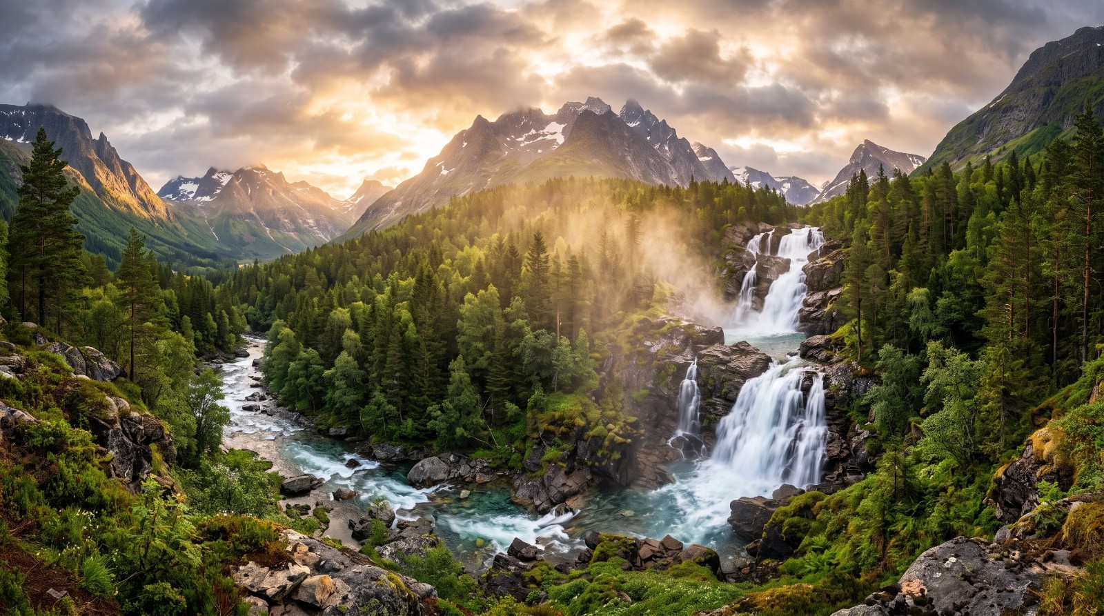 Digital Image Picture Photo Pic Wallpaper Background Waterfall Cloudy Sky Nature