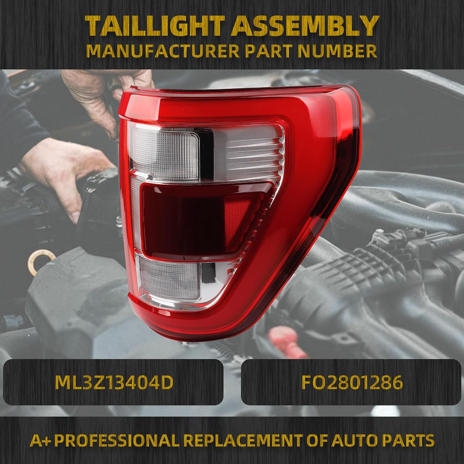 Right Passenger Side Tail Light Compatible with 2021 2022 2023 Ford F150 King Ra