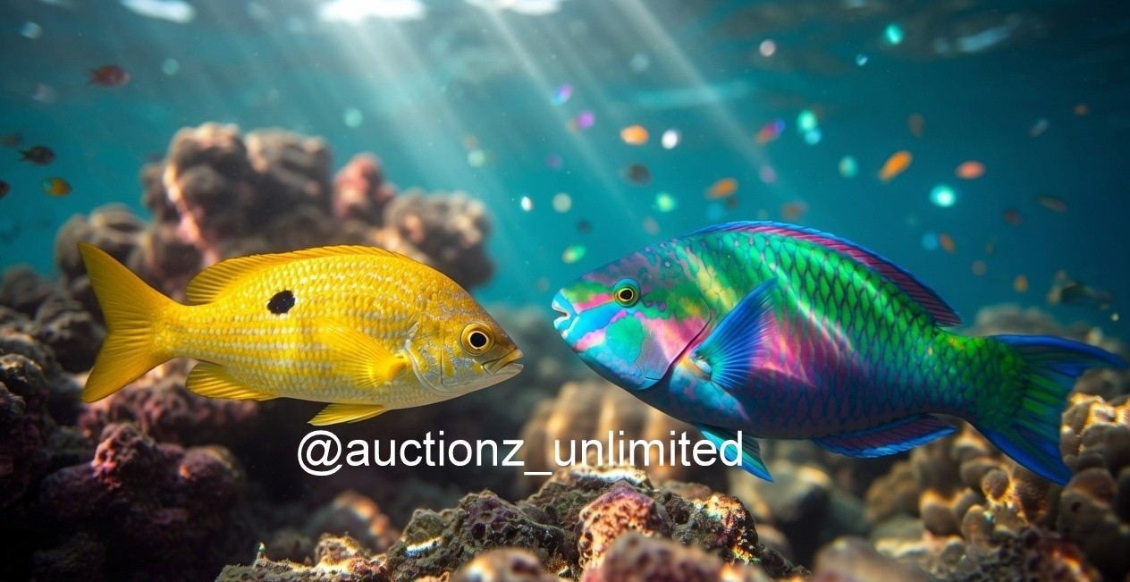 Close Up Yellow Fish Parrotfish Coral Reef Digital Wallpaper High Res Download