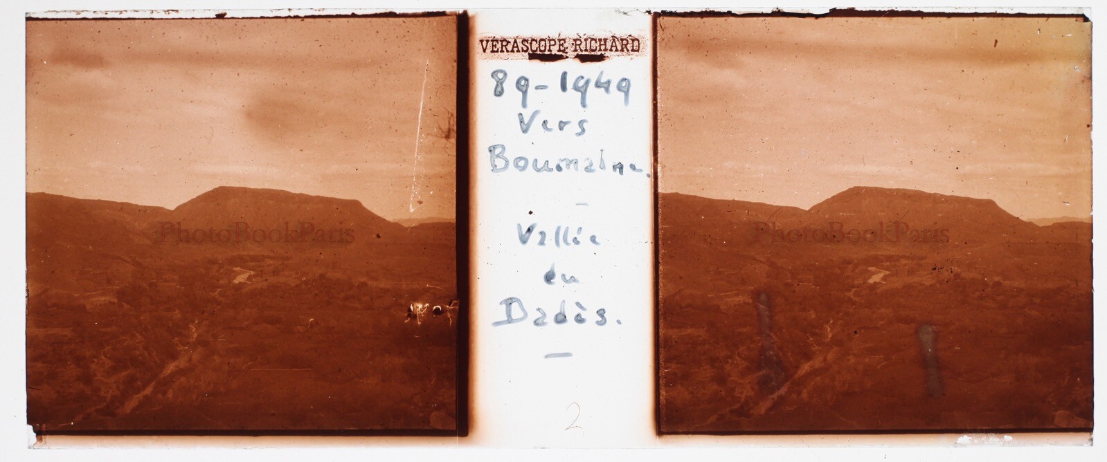 MAROC Boumaine Tal Des Dadès Stereo Photo Glass Plate Vintage 1949