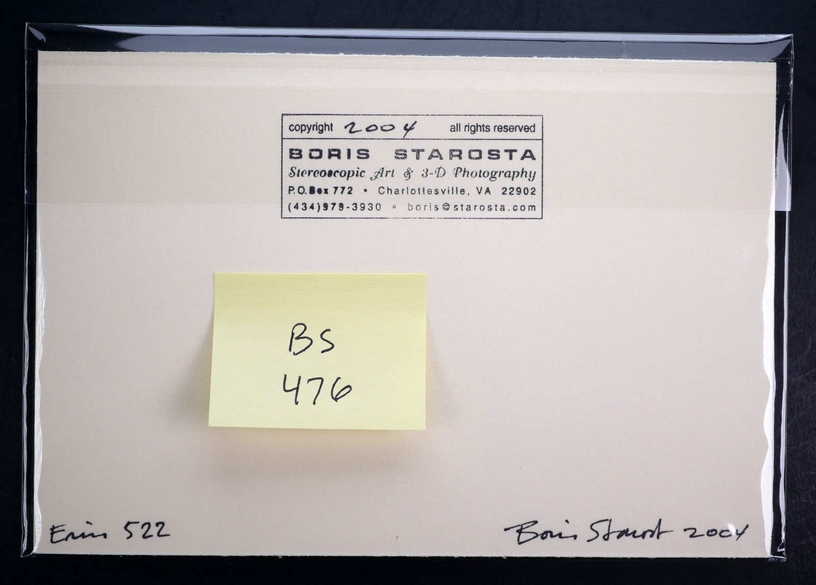 Boris Starosta 3D Stereoview – Erin 522 – nude model signed 2004