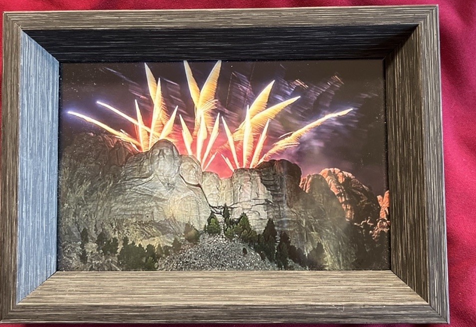 4th Of July Framed Art Photo Beautiful Mt. Rushmore With Fireworks 5X7 Festival