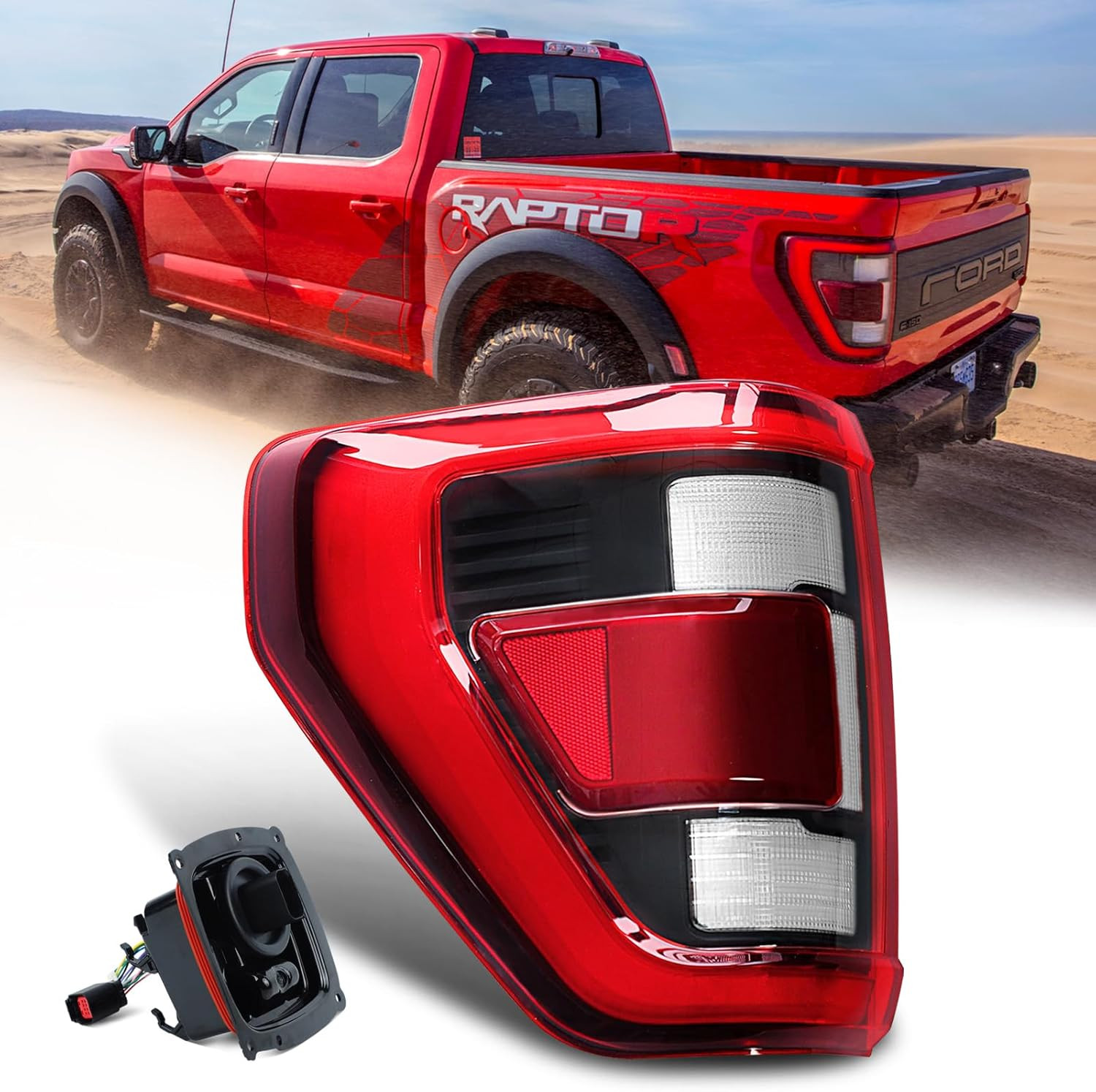 LED Tail Light Assembly Compatible with 2021 2022 2023 Ford F150 TREMOR/RAPTOR W
