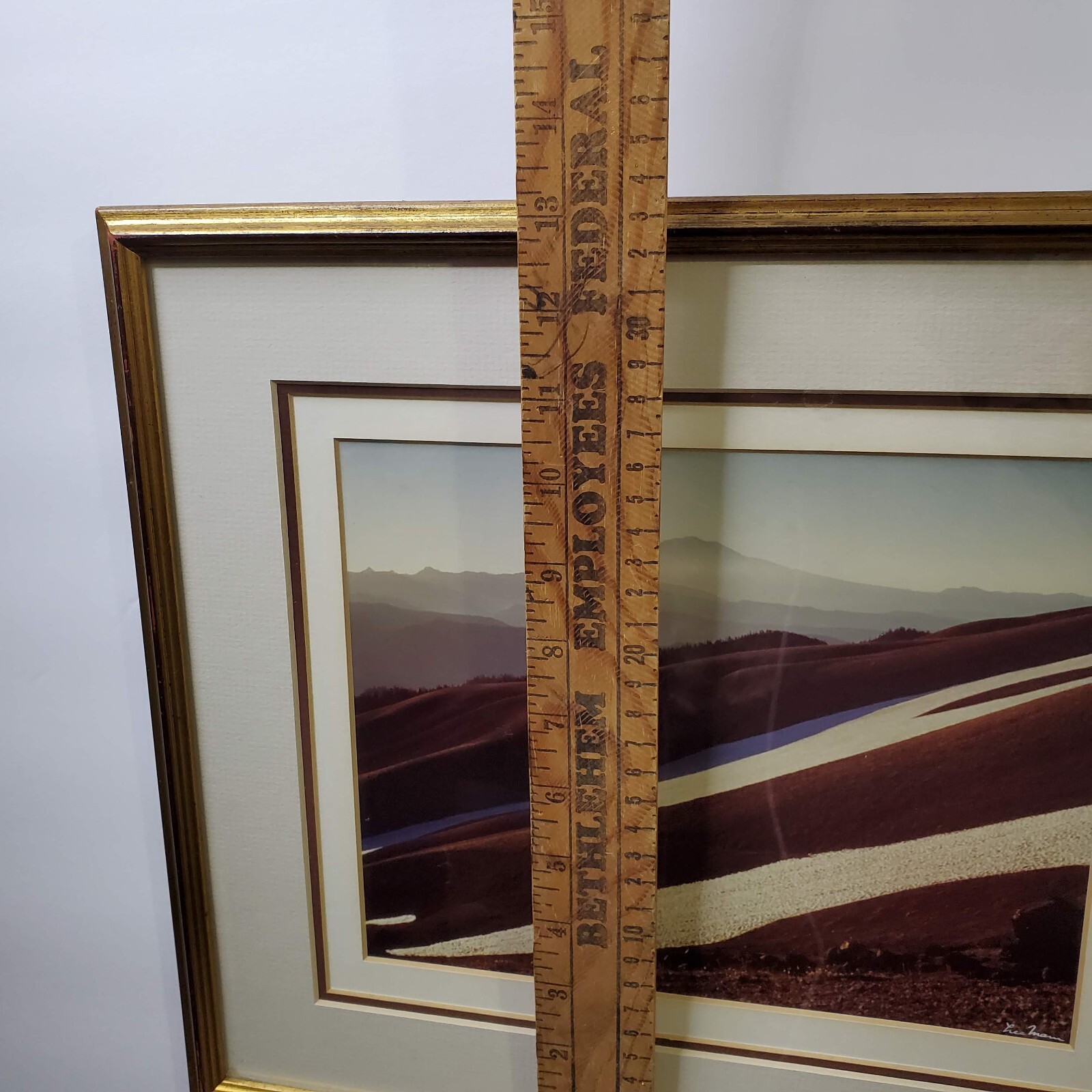 Vintage Matted and Signed Photograph Lee Mann Mountain Scene 15.5 x 13