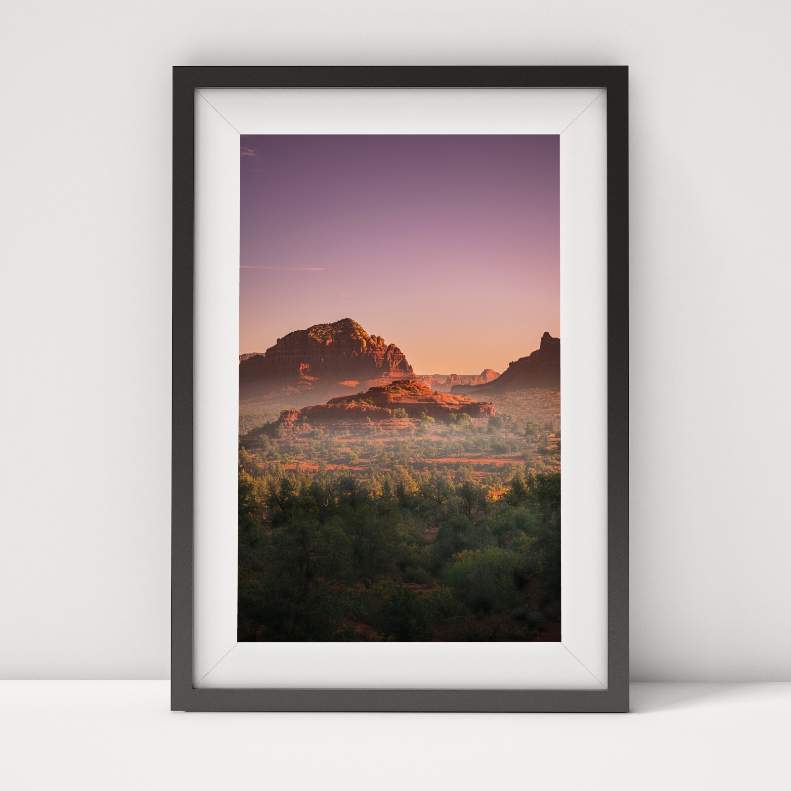 Bell Rock Sunrise, Sedona Arizona Landscape Photo, Bell Rock Trail Fog, Wall Art