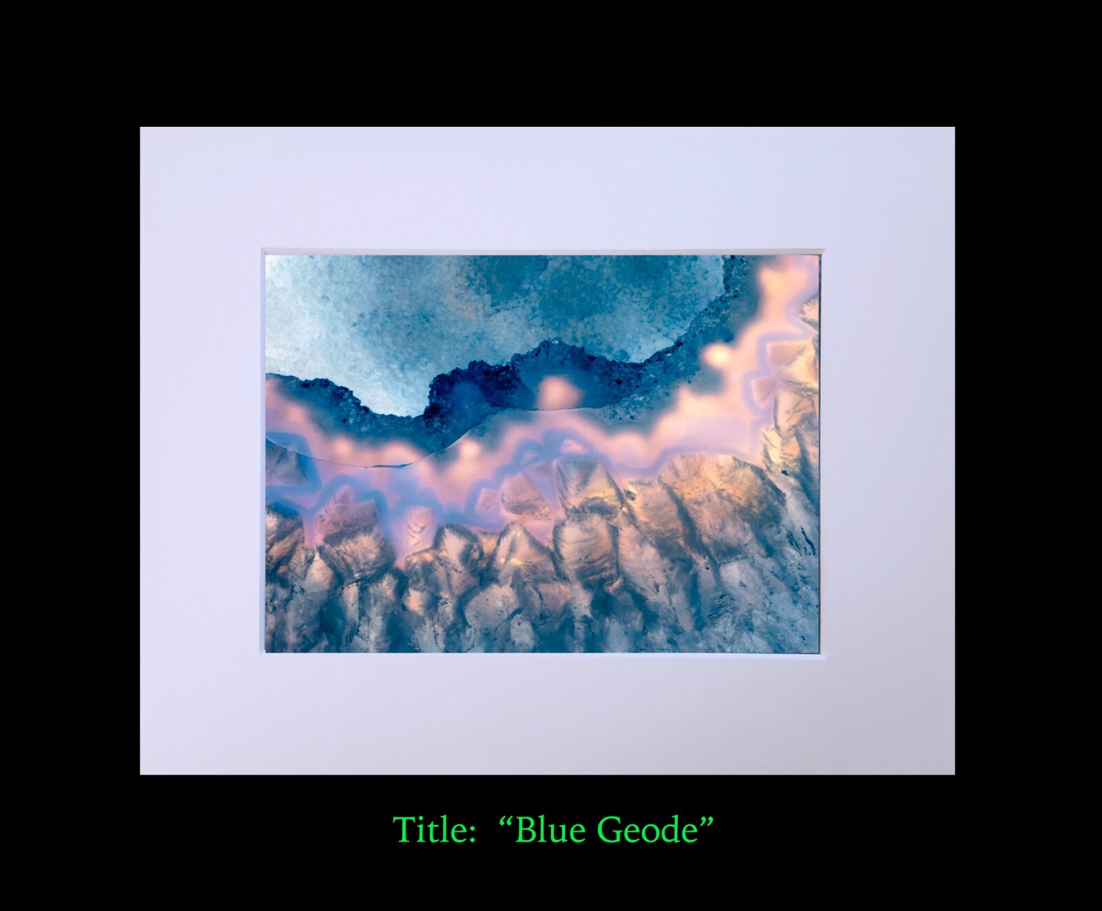 matted photograph, 5″x7″ print, mounted 3/16″ foam with 8″x10″ single white mat