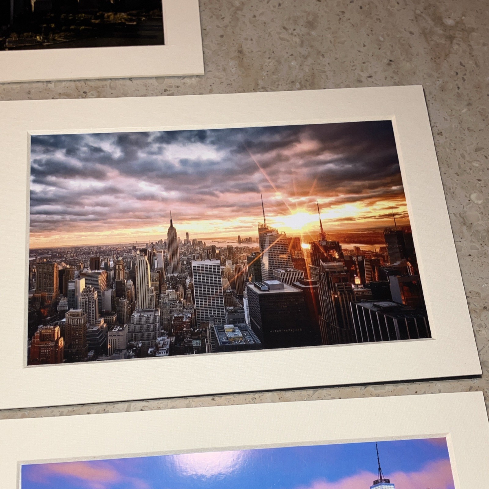 New York City Color Photo Prints Set of 5, Matted Landscape Skyline & Landmarks