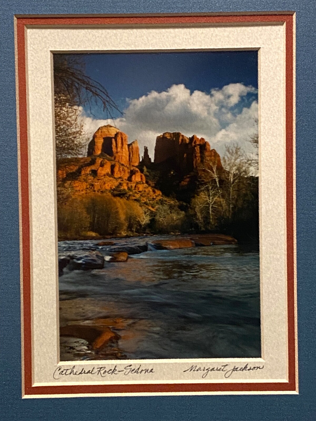 Cathedral Rock Sedona AZ framed 9.5 x 11.5 color photo signed Margaret Jackson