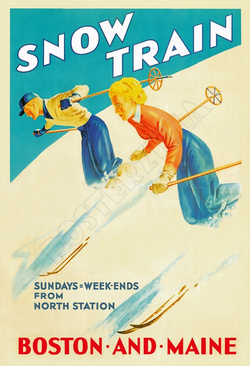 Boston and Maine Railroad – Snow Trains- 1930s Travel Poster