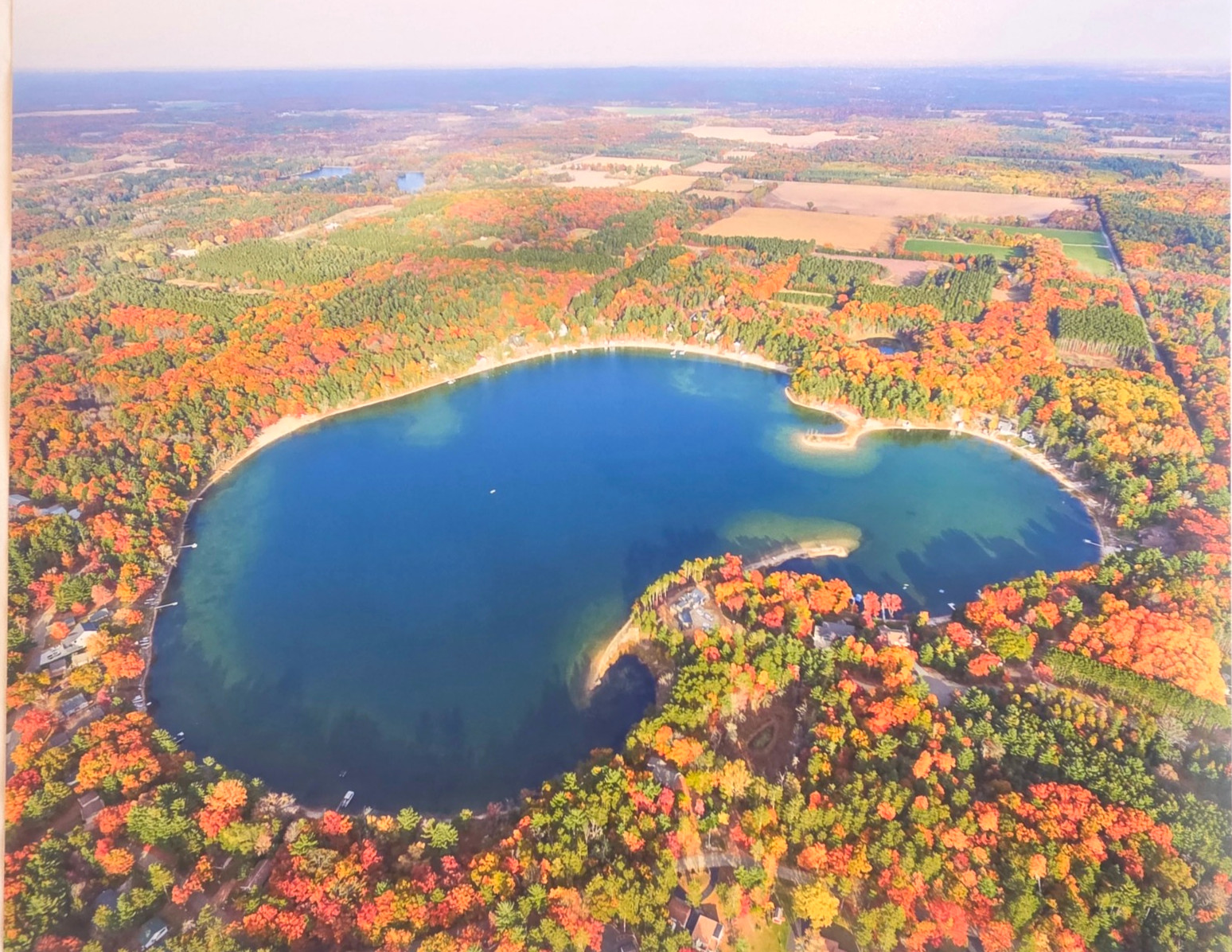 Hills Lake, Waushara Co., Wautoma, Wisc. Overhead Airplane Photo Frame Optional.