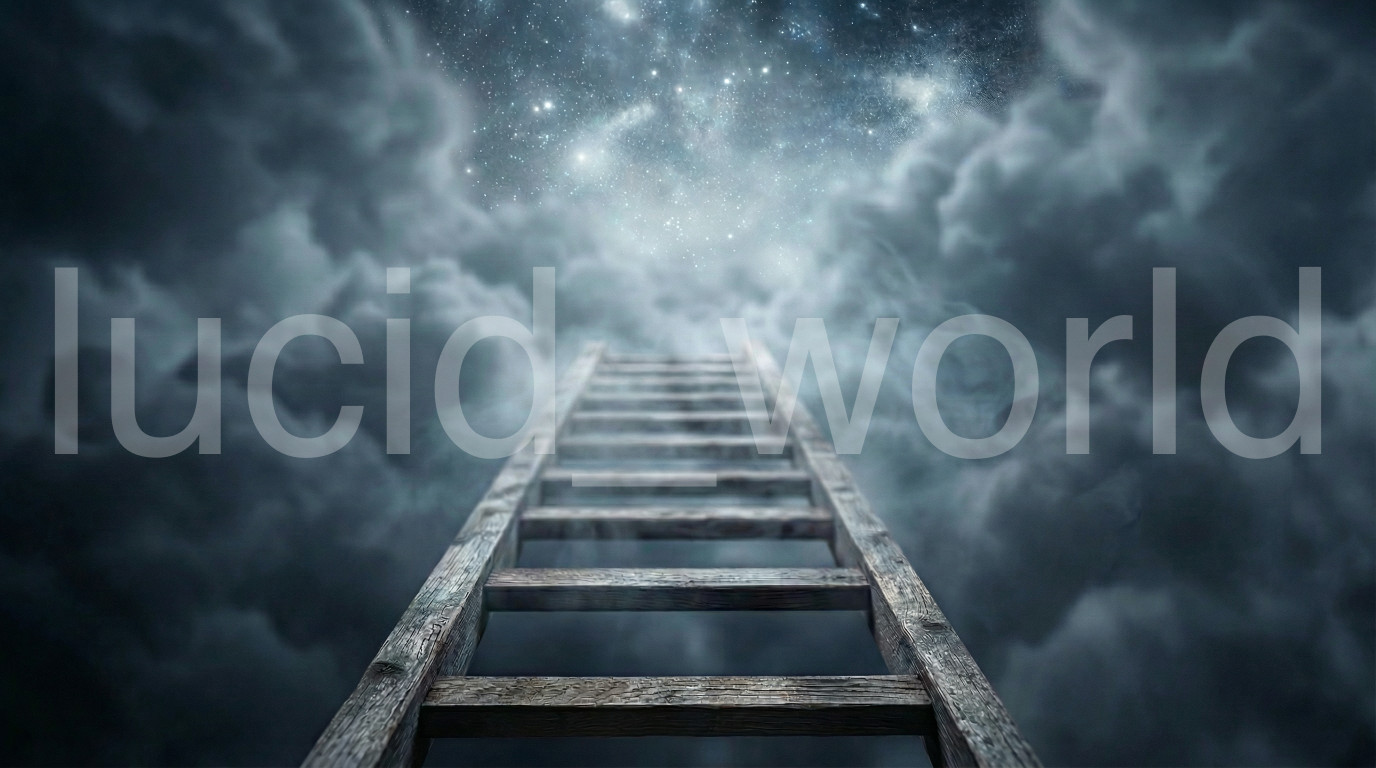 Stairway to Heaven Digital Art Ladder to Sky Clouds Stars Instant Download