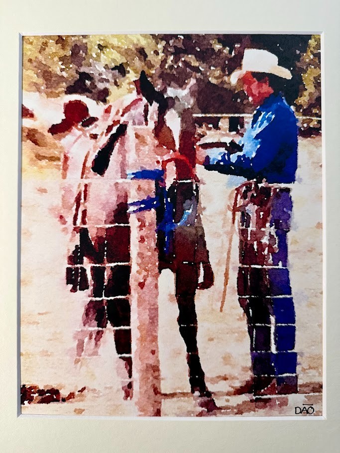 Cowboy Digital Watercolor Original Art Photograph 8 X 10 Mat 11 X 14 Signed