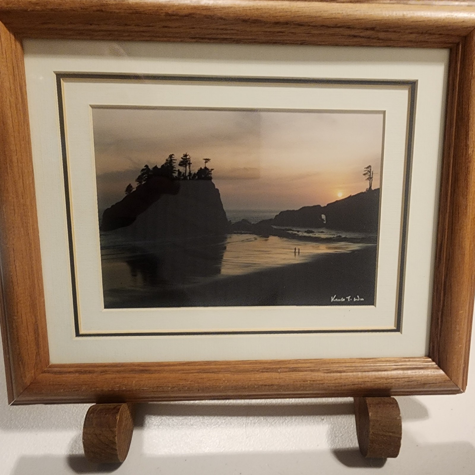 Signed King Wu LaPush, WA Second Beach Sunset Print 5×7 In 9×11 Frame