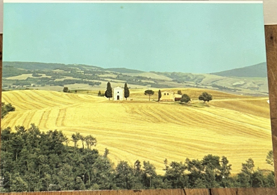 VTG Italian Photograph Tuscany (5×7) CHAPEL IN THE HILLS Murphy Matted 8”T 10”W