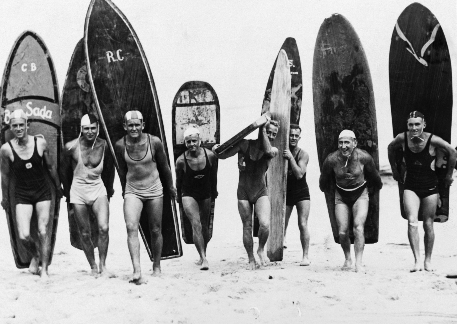 Vintage Art Surfing Surf Boards Print Canvas Beach Photo Black White Large