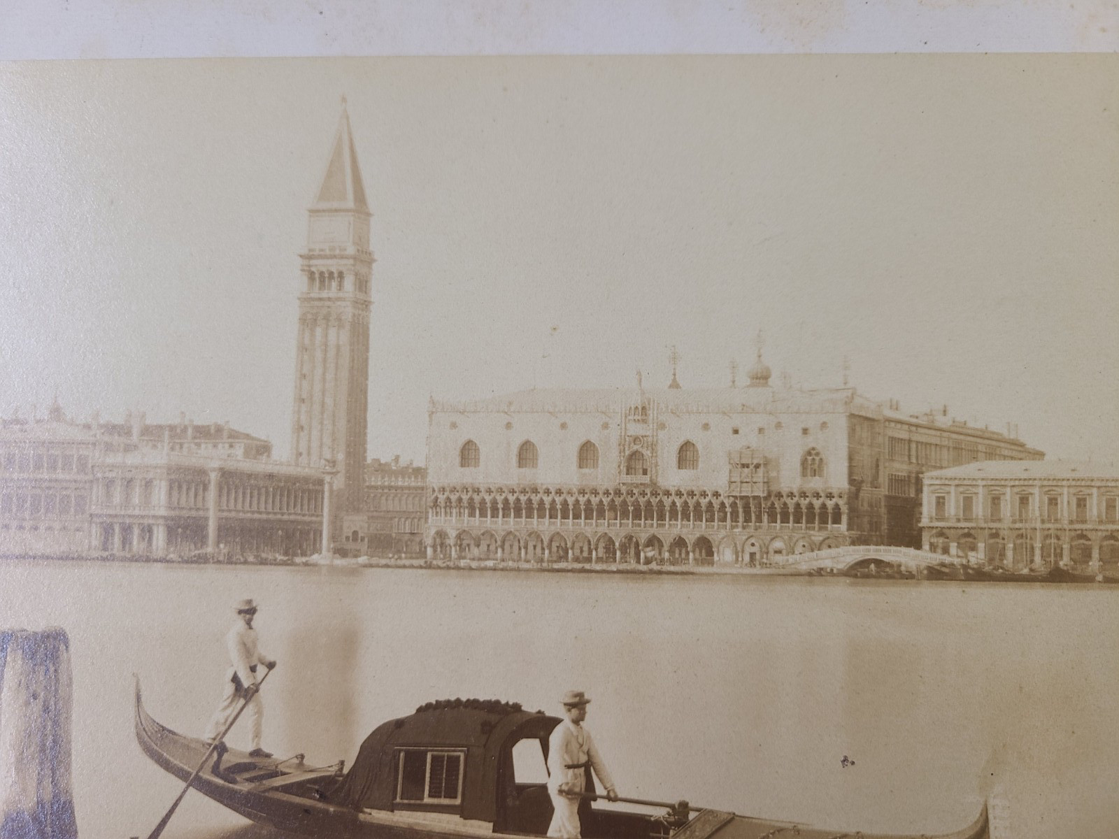 Gondola on The Grand Canal Venice Italy, albumen Photograph dated 1863