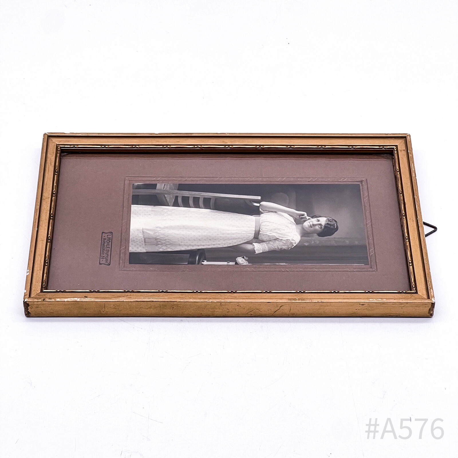 Antique Photograph With Frame & Glass Insert L. Möhle, Stuttgart 15 X 24 Cm