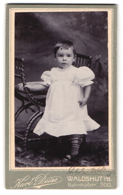 Photograph Karl Deiss, Waldshut I. B., Bahnhofstr. 300, Toddler in White Rüs